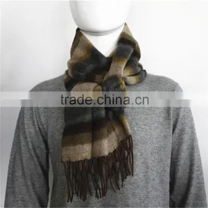 Multicolor Yarn Dyed 100% Wool Scarf With Tassel thumbnail-1