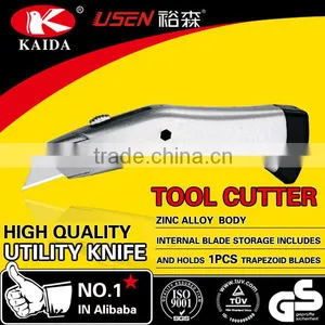 Tool Cutter Trapezoid Blade Zinc Alloy Retractable Safety Knife Carpet Cutter thumbnail-2