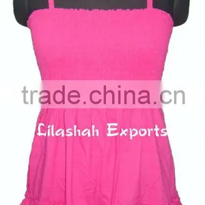 C2759 Cotton Short Top Blouses & Shirred Waist Tops Coton Summer Tops Women Cotton Dress Halter Dress Apparel Beachwear Dress thumbnail-1