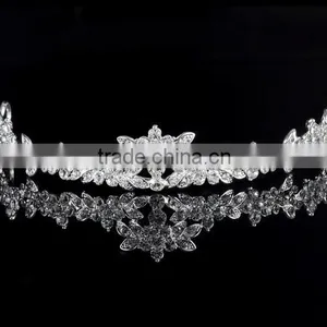 2016 Fashion Alloy Silver Plated Rhinestone Tiara Crown,Necklace,Earring Bridal Wedding Jewelry Set thumbnail-3