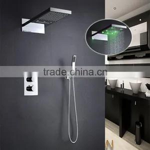 Concealed Led 3 Color Shower Mixer 3 Function Wall Mounted Thermostatic Shower Faucet Mixer With Hose thumbnail-5