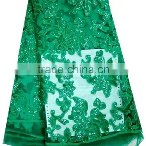 2015 Wholesale New Fantasy African French White Net Sequins Lace Fabric thumbnail-4