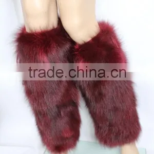 Wine Color Fox Fur Wram Wear High Quality Fashion Sex Leg Warmer thumbnail-3