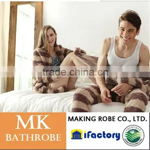 High Water Absorbency Women Fleece Stripe Robe /Bathrobe thumbnail-2