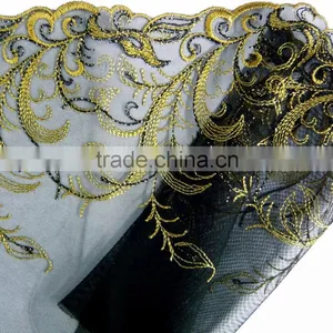 Fashion Design Leaf Style Embroidery Mix Metallic Yarn Lace thumbnail-1