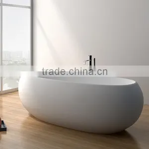 Portable Freestanding Solid Surface Bathtub,Italia Classic Design Resin Stone Round Bathtub for Bathroom Furniture thumbnail-1