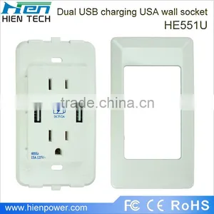15A Portable Battery Powered Outlet USA Plug Type With 2 USB Ports 2 Gang Socket thumbnail-4