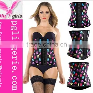 Butterfly Pattern Latex Rubber Waist Training Made Printed Latex Corset thumbnail-1