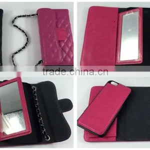 Fashion Style PU Leather Wallet Case With Mirror and Card Holder for IPhone 6 thumbnail-1