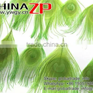 ZPDECOR Factory Bulk Sale Cheap Selling Dyed Lime Green Trimmed Short Peacock Feathers for DIY thumbnail-3