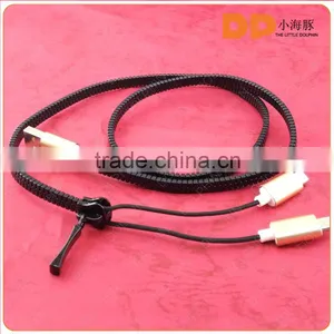 China Factory Wholesale 2 in 1 Usb Data Cable Fluorescent Illuminated Material Flat Zipper Usb Cable thumbnail-1