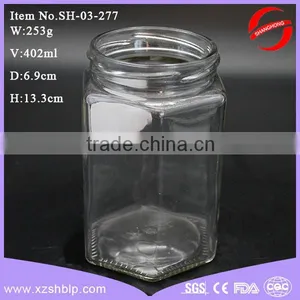 400ml Hexagonal Glass Jar With Metal Screw Top Lid thumbnail-5