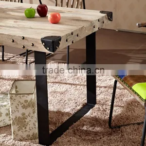 Manufacturing Solid Wood Dining Table Set With Metal Leg for Cafes, Coffee Shops and Restaurants thumbnail-2