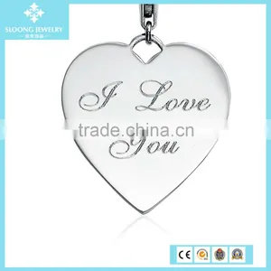Engraveable I Love You Heart Charm for Charm in Sterling Silver thumbnail-2