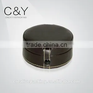 Mini Round Black Leather Jewelry Gift Box for Wholesale thumbnail-1
