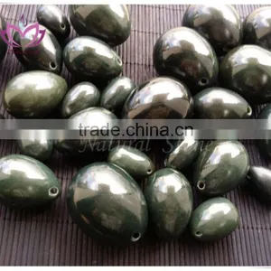 Yoni Egg Made of 100% Natural and Genuine Nephrite Jade, Medium Size, Sideway Drilled thumbnail-2