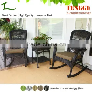 Both Indoor and Outdoor Black Color Wicker Rocking Rattan Chair thumbnail-1