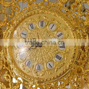 European Copper Grandfather Floor Clock, Metal Pendulum Chiming Clock, Home Decoration Art Clock thumbnail-5