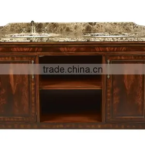 Luxury Hand Carved Wooden Bathroom Vanity Set, Retro Wooden Bathroom Vanity Cabinet With Double Sink thumbnail-1