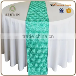 12x108 Washable Satin Rosette Table Runner for Events Deco thumbnail-3