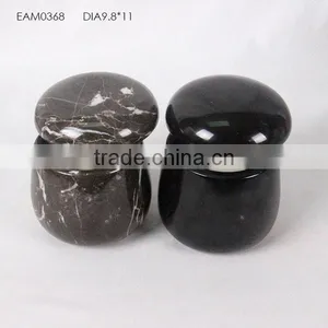 Brown Marble Round Candle Jar With Lid Stone Homeware Cups thumbnail-1