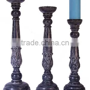 Wood Candle Stand, Hand Carved Wooden Candle Holder, Tall Wooden Candle Holder, Wedding Decoratiion Candle Holder thumbnail-1