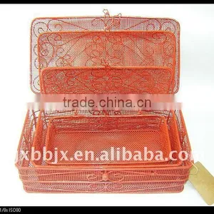Rectangle Red Wire Storage Multi-purpose Storage Hamper thumbnail-1