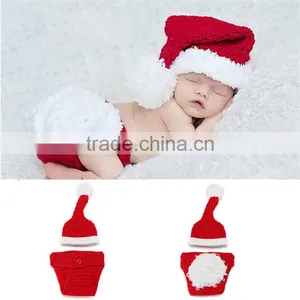 Crochet Christmas Costume Hat&Diaper/Pants Set Newborn Baby Photo Props Toddler Santa Photography Props thumbnail-5