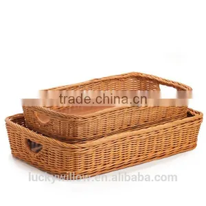 Cheap Wicker Serving Tray Set of 2 thumbnail-1