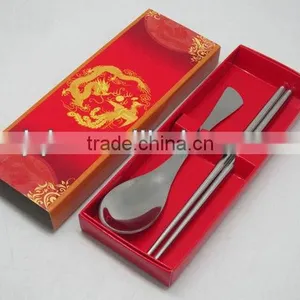 Stainless Steel Gift Cutlery Set Spoon and Chopsticks With Red Box thumbnail-1