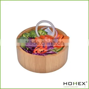 Small Bamboo Salad Serving Bowl/Bamboo Fruit Bowl /Mixing Bowl/Homex thumbnail-2