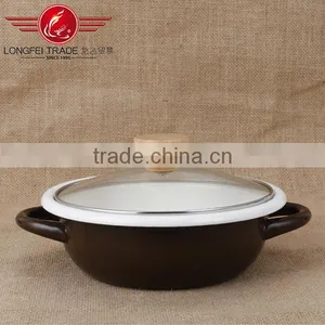 Eco-friendly Kitchenware Enamel Cookware/ Enamel Crock Pot With Glass Lid thumbnail-2