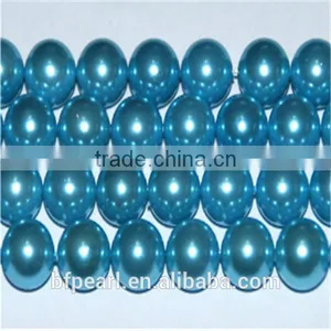 16" 10mm Monaco Blue Round Loose Shell Pearl Beads Strand Jewelry thumbnail-1