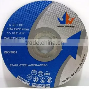 5" 125x1x22mm Ultra-thin Flat Resin Bonded Reinforced Cutting Wheel For Metal thumbnail-1