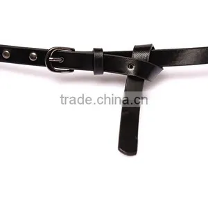 Wholesale Rivets Decorated D Buckle Sex Girl Thin PU Knot Waist Belt thumbnail-5