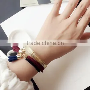 Suede Leather Bracelet Velvet Tassel Bracelet Bohemian Tassel Bracelet thumbnail-5