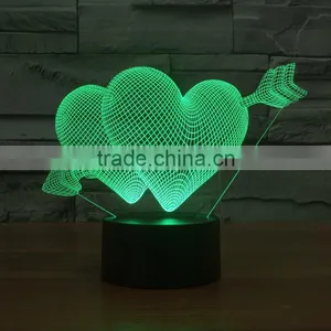 3D Illusion LOVE Gift LED Modern Night Light 7 Color Touch Table Lamp for Christmas New Year Valentine Gift thumbnail-2