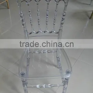 Wholesale Resin Plastic Crystal Transparent Clear Napoleon Chair With Soft Cushion thumbnail-1
