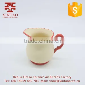 Ceramic Kitchen Milk Butter Mini Saucepan Warmer Cookware With Handle (Red) thumbnail-1