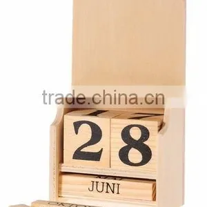 Fashion Hot Sales Hand Craft Kids Gifts Wholesale Desktop Wooden Stand Decoration Wood Perpetual Calendar thumbnail-1
