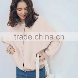 New Fashion Fall Winter Fashion Women Loose Students Take Faux Suede Baseball Uniform Coats Outerwear Gray Pink Maron Jackets thumbnail-2