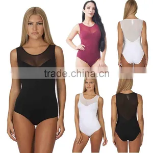 Fashion Women's Sleeveless Mesh Back Sweetheart Leotard Adult Sexy Transparent Bodysuit thumbnail-1