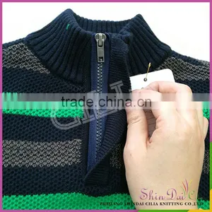 Customized Cheap and Comfortable 100% Cotton Boy Knitted Stripe Pullover Sweater thumbnail-4