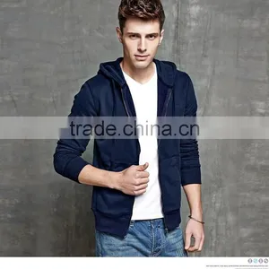 Navy Blue Winter Cheap Custom Blank Zipper up Hoodies thumbnail-6
