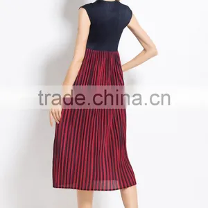 Summer Colors Splicing Sleeveless Wrinkled Dress for Women thumbnail-4
