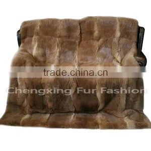 CX-D-08J Super Quality Winter Warm Real Rabbit Fur Wholesale China Blankets thumbnail-1
