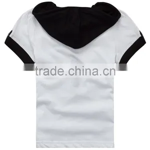 Unisex V-neck T-shirts With Short Sleeves With Hood thumbnail-2