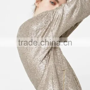 Wholan Sliver Sequins Flight Jackets Oem Reversible Sequin Fabric Bomber Jacket thumbnail-4