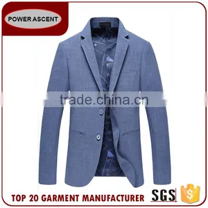 Wholesale Latest Design Royal Mens Fashion 2 Button Blue Suit Jacket Blazer With Sleeve Cuff thumbnail-1