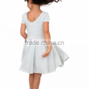 Little Girls Striped Twril Cotton Dress Summer Skater Dress thumbnail-2